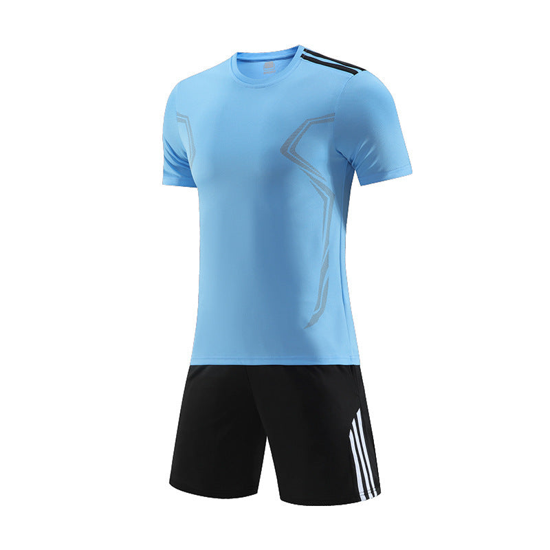 Summer Set Football Suit Casual Suit Physical Training Suit Team Suit Light Blue