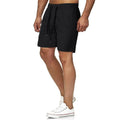 Men Shorts Quick Dry Solid Cotton Drawstring Pockets Beach Fitness Black Shorts